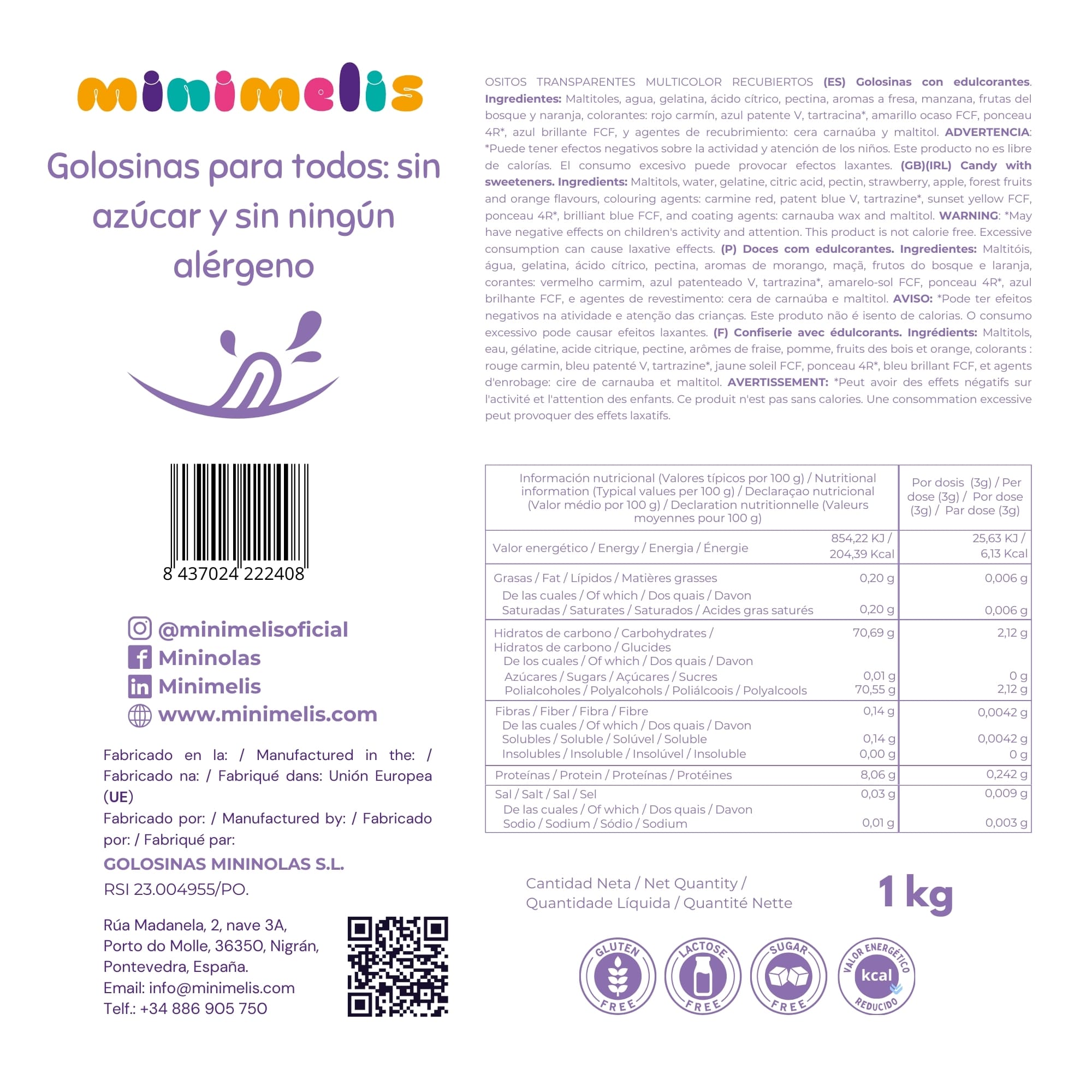 Ositos Transparentes Rebozados - Sabores Frutales - 1 kg