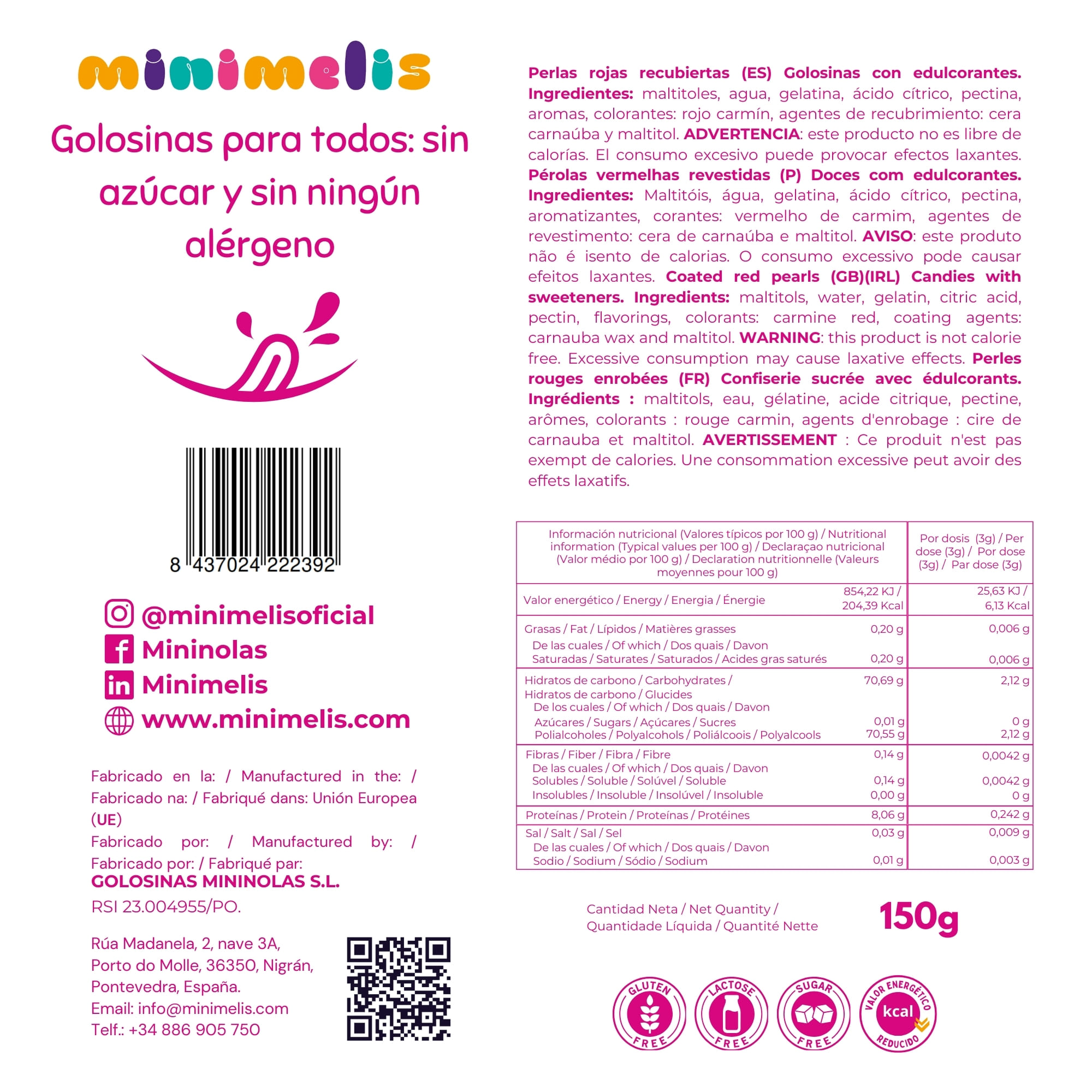 Bote Perlas Rebozadas - Sabor Fresa - 150 g